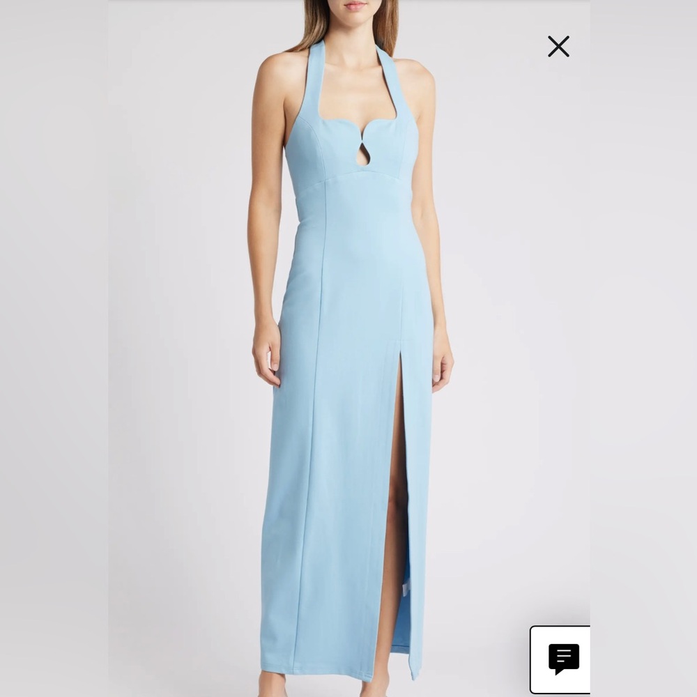 Elliatt Sky-Blue Maxi Gown with Front Slit